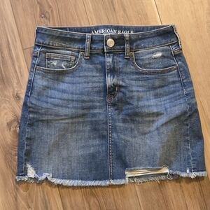 American Eagle Outfitters Distressed Blue Mini Skirt